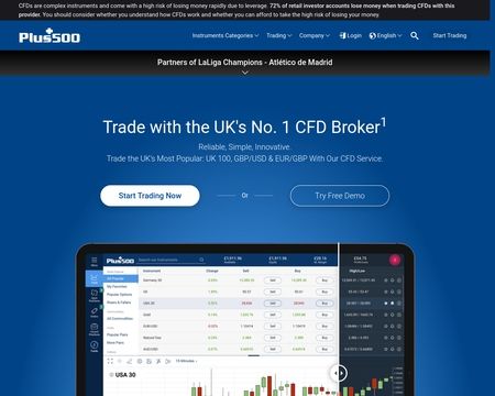 website thubmnail of Plus500.co.uk