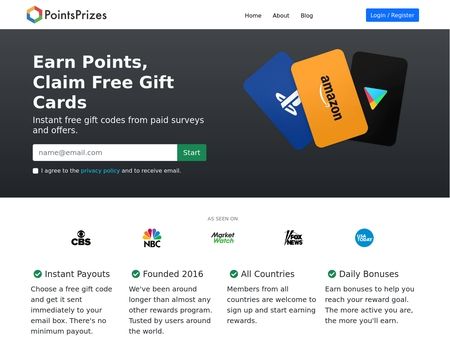 website thubmnail of Pointsprizes