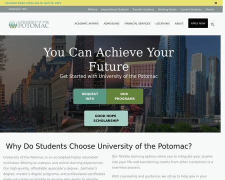website thubmnail of University of the Potomac, Vienna