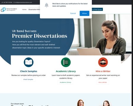 website thubmnail of Premier Dissertations