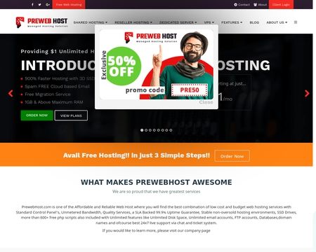 website thubmnail of PrewebHost