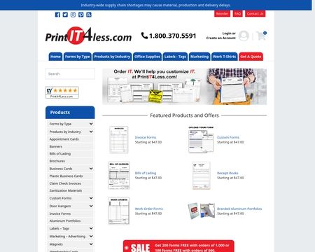 website thubmnail of Printit4Less.com