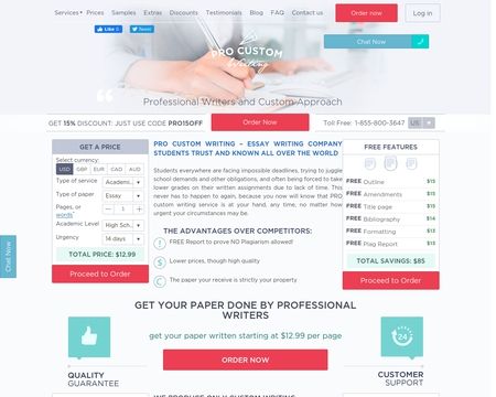 website thubmnail of Pro Custom Writing