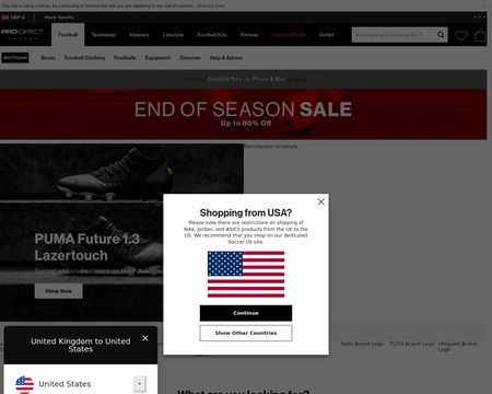 website thubmnail of Pro:Direct Soccer