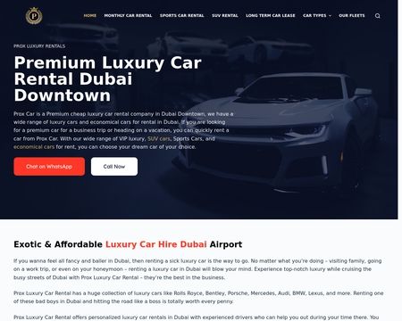 website thubmnail of Prox Luxury Car Rental Downtown Dubai