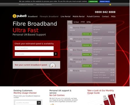 website thubmnail of Pulse8broadband.co.uk