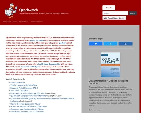 website thubmnail of Quackwatch