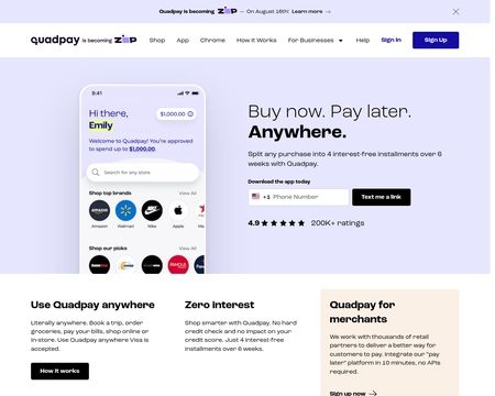 website thubmnail of Quadpay