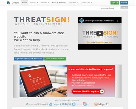 website thubmnail of Quttera