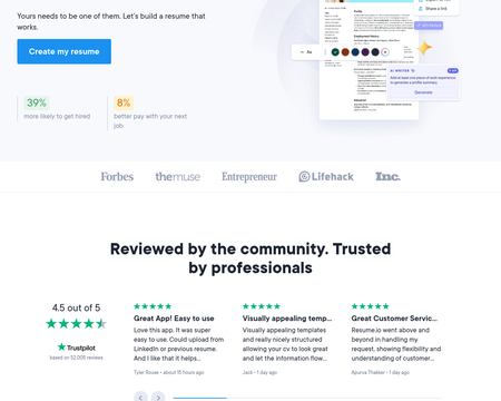 website thubmnail of Resume.io