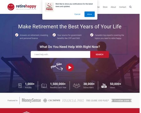 website thubmnail of Retirehappy.ca