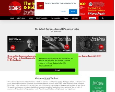 website thubmnail of Romance Scams Now