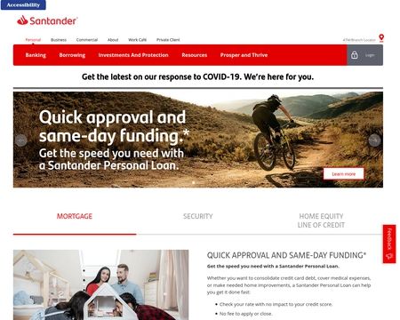 website thubmnail of Santander Bank