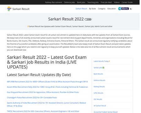 website thubmnail of Sarkariresult.sarkarijobs