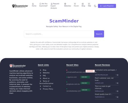 website thubmnail of Scamminder