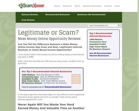 website thubmnail of ScamXposer