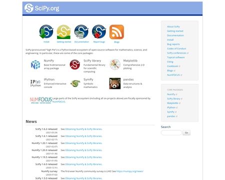 website thubmnail of SciPy.org