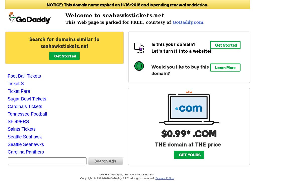website thubmnail of Seahawkstickets.net