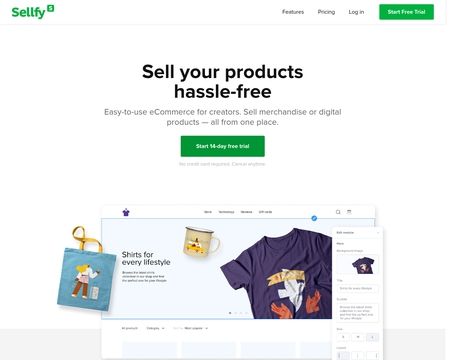 website thubmnail of Sellfy