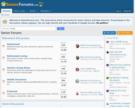 website thubmnail of Seniorforums