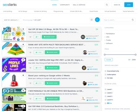 website thubmnail of SEOClerks