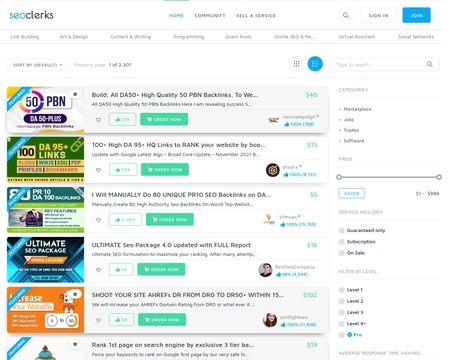 website thubmnail of SEO Clerks