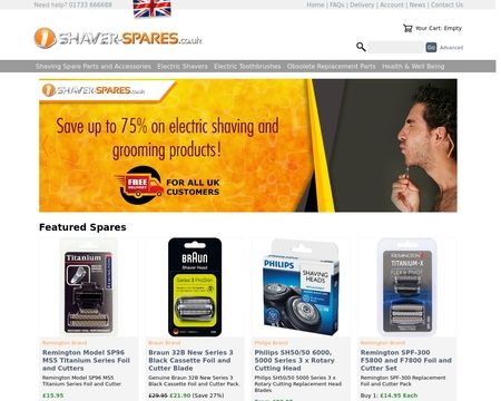 website thubmnail of shaver-spares.co.uk