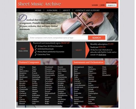 website thubmnail of Sheet Music Archive