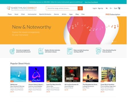 website thubmnail of SheetMusicDirect.us