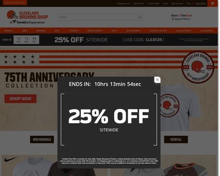 website thubmnail of Shop.clevelandbrowns