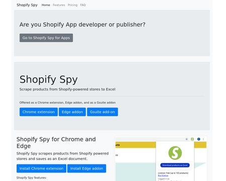 website thubmnail of Shopify-spy