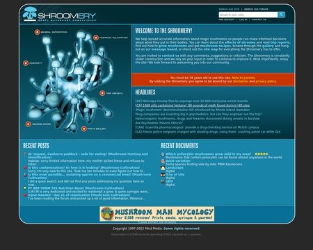 website thubmnail of Shroomery
