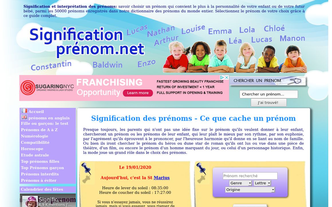 website thubmnail of Signification-prenom.net