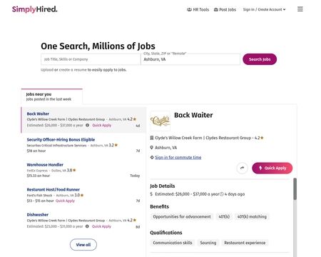 website thubmnail of SimplyHired