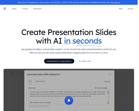 website thubmnail of Slidesai.io