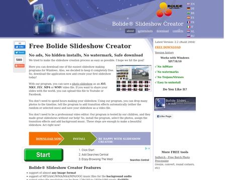 website thubmnail of Free Bolide Slideshow Creator