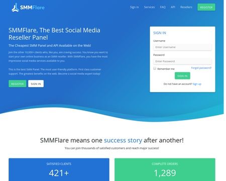 website thubmnail of Smmflare