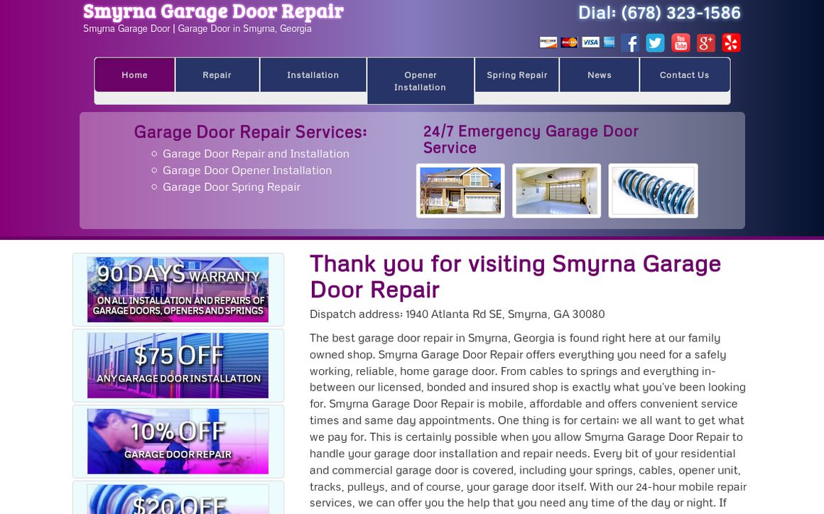 website thubmnail of Smyrnagaragedoorrepair.net