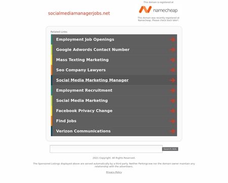 website thubmnail of Socialmediamanagerjobs.net