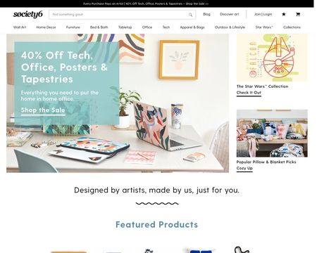 website thubmnail of Society6.co