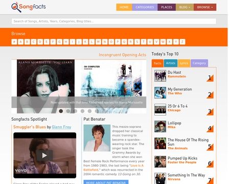 website thubmnail of SongFacts