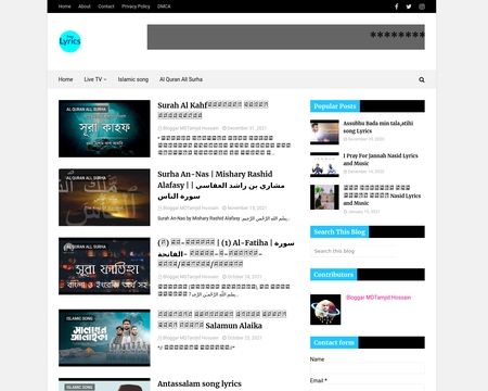website thubmnail of Song Lyrics And Music