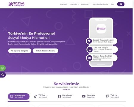 website thubmnail of Sosyalmagazam.store