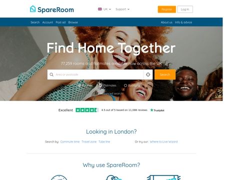website thubmnail of SpareRoom.co.uk