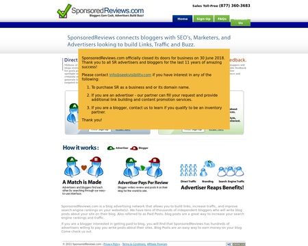website thubmnail of SponsoredReviews.com