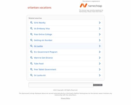 website thubmnail of Srilankan.vacations