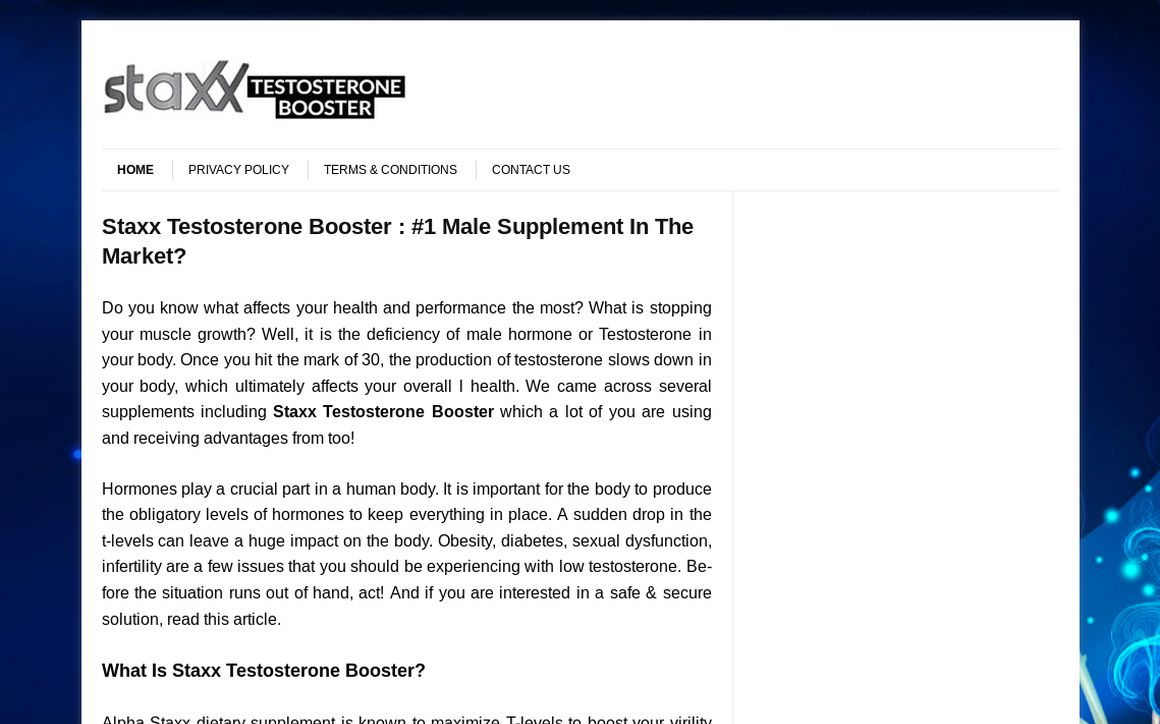website thubmnail of Staxx Testosterone Booster