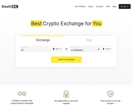 website thubmnail of StealthEX.io