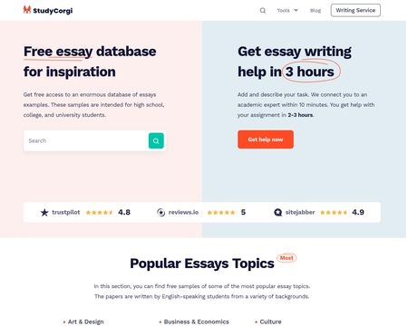 website thubmnail of Studycorgi