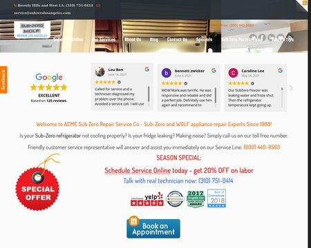 website thubmnail of SubZeroLosAngeles